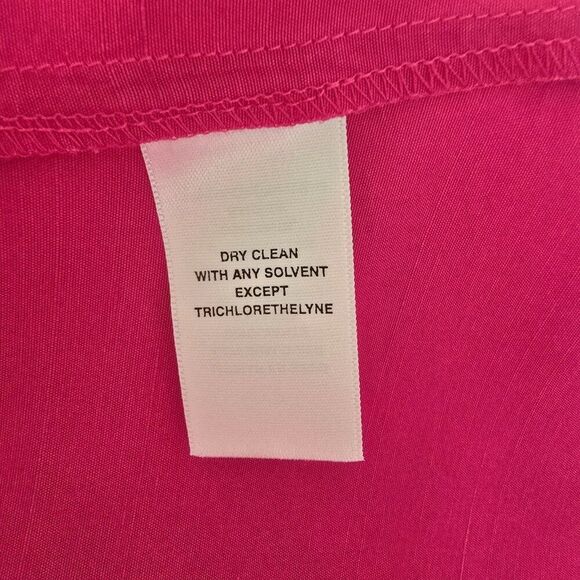 AK Anne Klein Button Front Silk Blouse Sz 10 Short Sleeve Magenta Hot Pink - Picture 9 of 9
